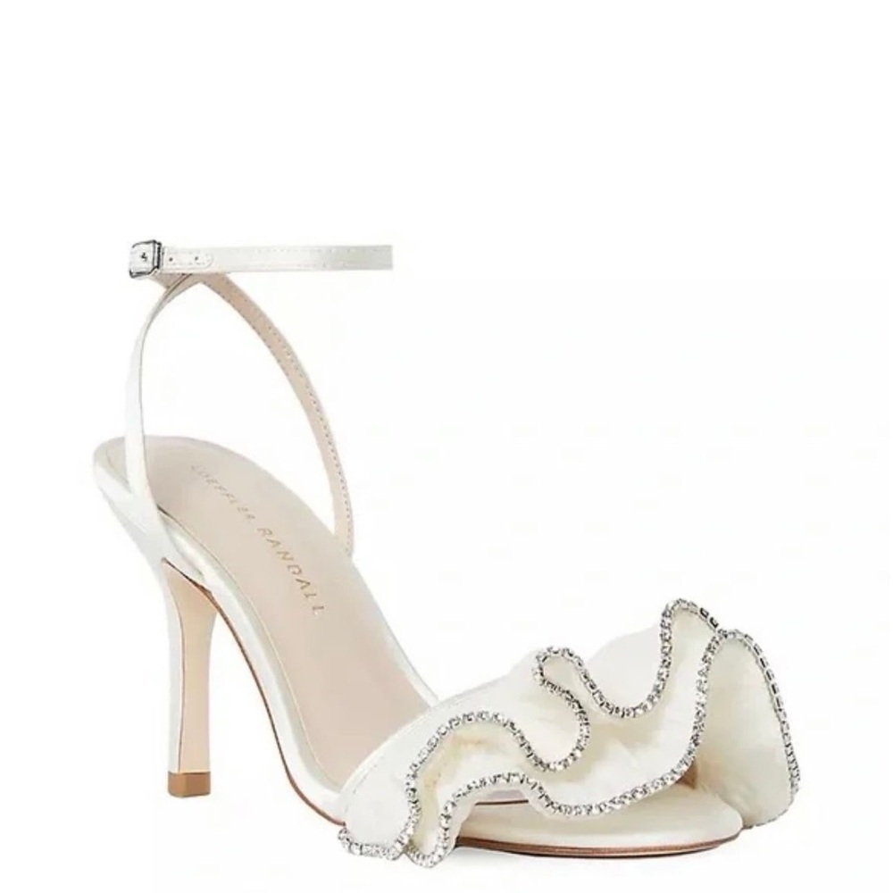 Loeffler Randall White Heeled Sandals with Rhinestone Trim